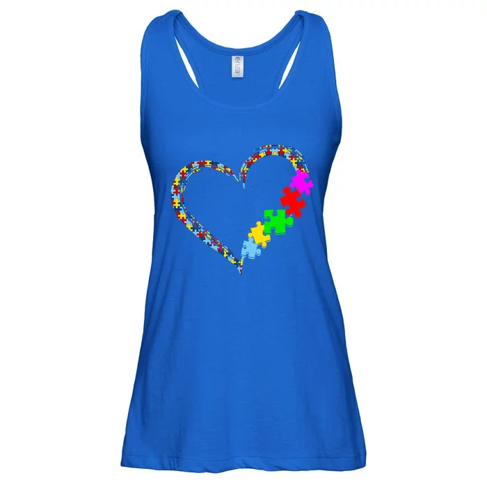 Autism Awareness Love Heart Puzzle Piece Valentines Day Gift Ladies Essential Flowy Tank