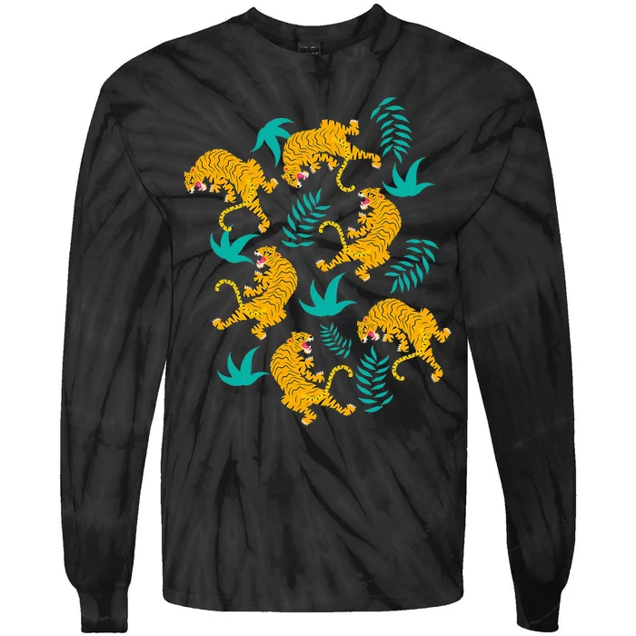 Asian Animal Lover Gift Predator Tiger Tie-Dye Long Sleeve Shirt