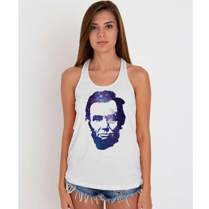 Abe Abraham Lincoln Galaxy Retro President 4th Of July Women's Knotted Racerback Tank