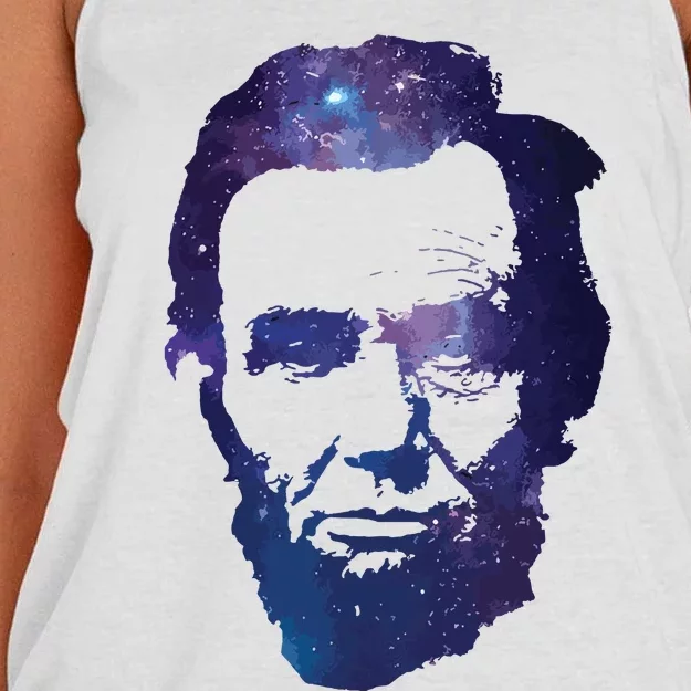 Abe Abraham Lincoln Galaxy Retro President 4th Of July Women's Knotted Racerback Tank