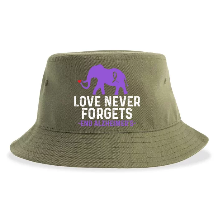 Alzheimers Awareness Love Never Forgets End Alzheimer's Great Gift Sustainable Bucket Hat