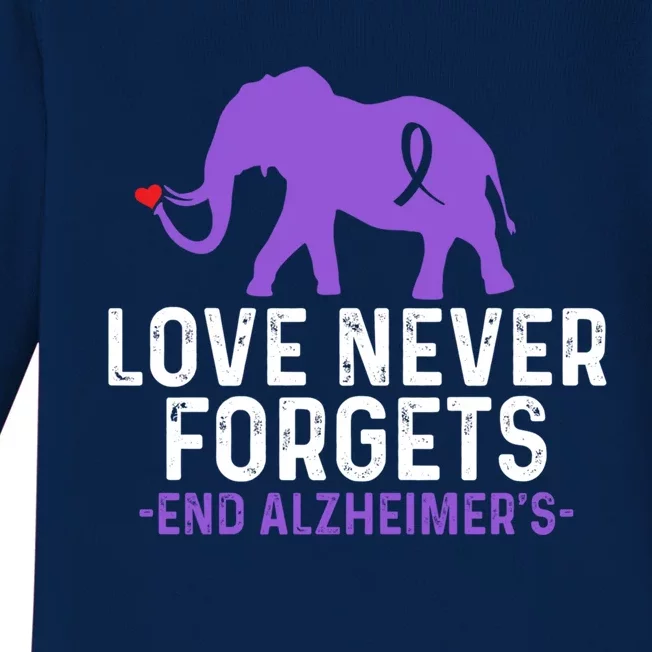 Alzheimers Awareness Love Never Forgets End Alzheimer's Great Gift Baby Long Sleeve Bodysuit