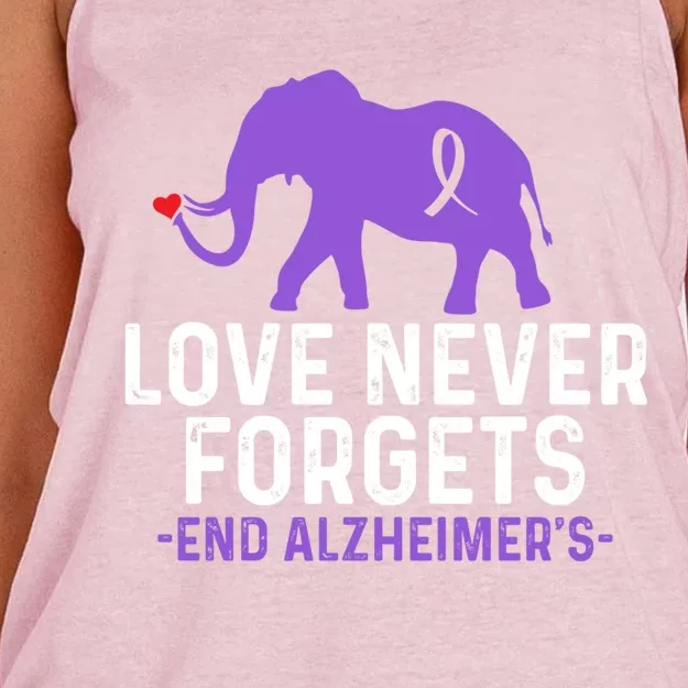 Alzheimers Awareness Love Never Forgets End Alzheimer's Great Gift Women's Knotted Racerback Tank