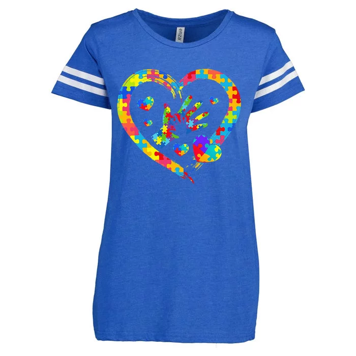 Autism Awareness Love Heart Puzzle Piece Valentines Day Enza Ladies Jersey Football T-Shirt