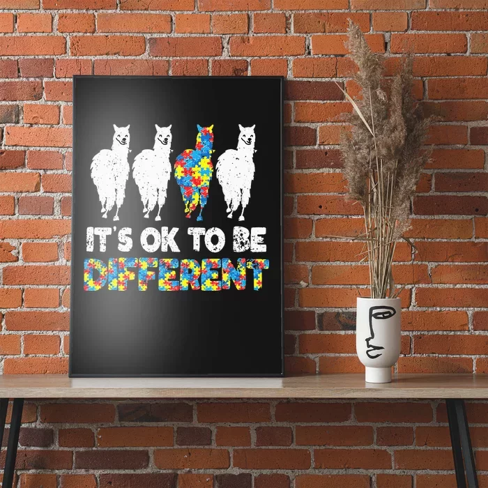 Autism Awareness LLAMA Gift It's Ok To Be Different puzzle Poster