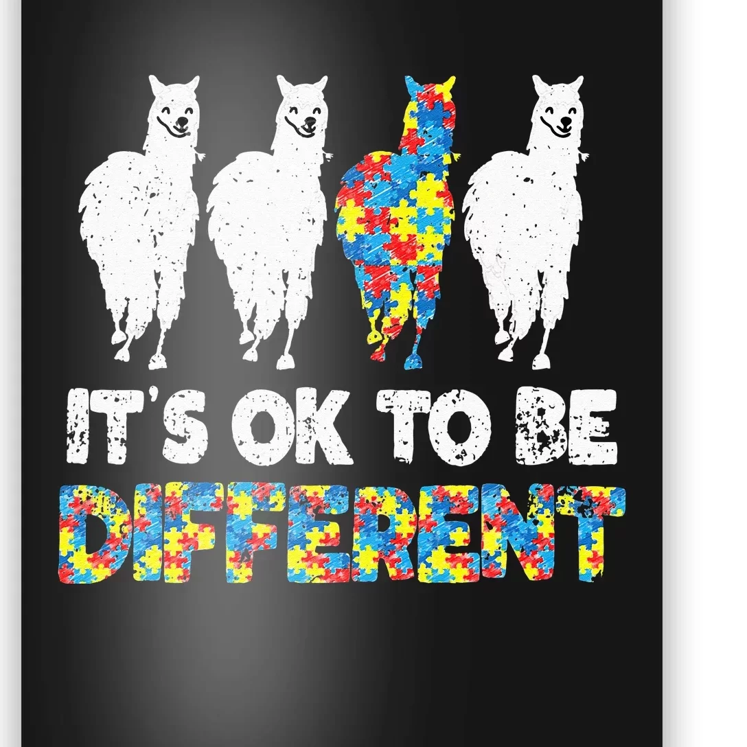 Autism Awareness LLAMA Gift It's Ok To Be Different puzzle Poster