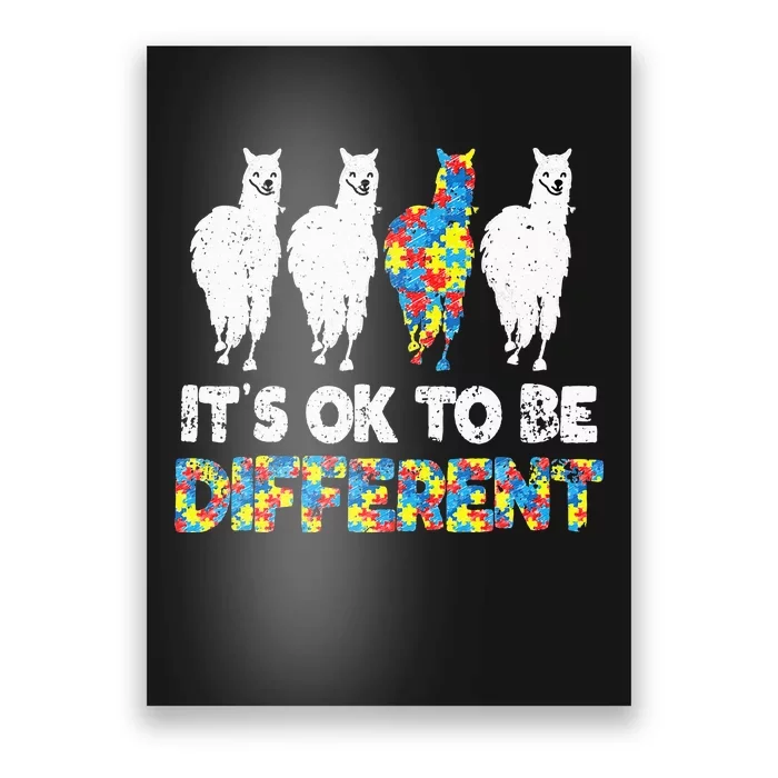 Autism Awareness LLAMA Gift It's Ok To Be Different puzzle Poster