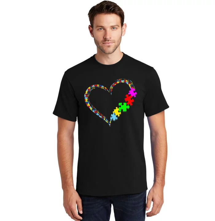 Autism Awareness Love Heart Puzzle Piece Valentines Day Tall T-Shirt