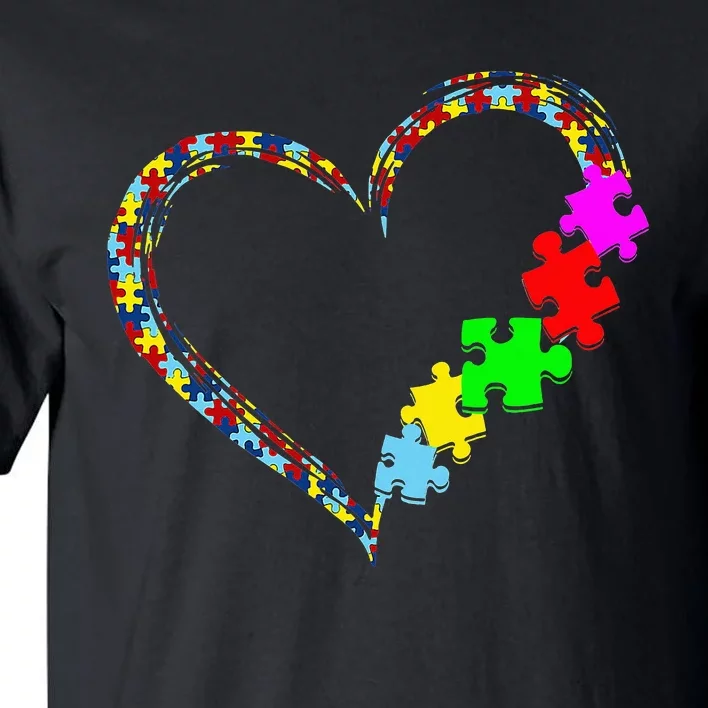 Autism Awareness Love Heart Puzzle Piece Valentines Day Tall T-Shirt