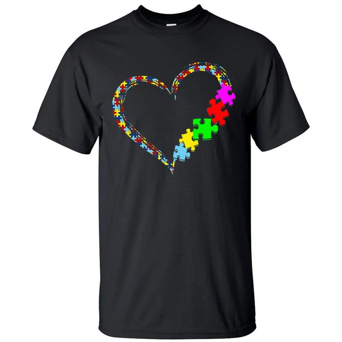 Autism Awareness Love Heart Puzzle Piece Valentines Day Tall T-Shirt