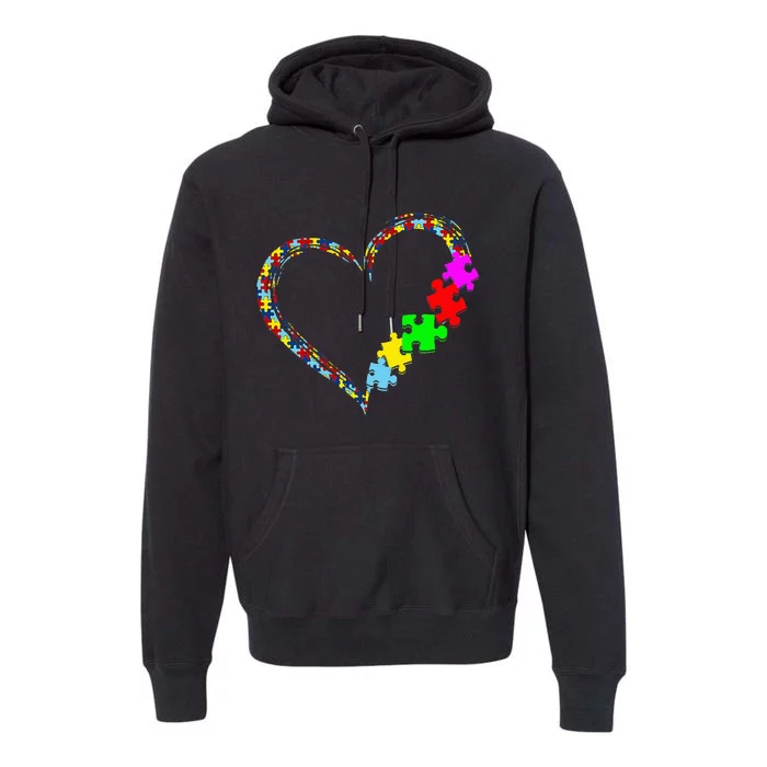 Autism Awareness Love Heart Puzzle Piece Valentines Day Premium Hoodie