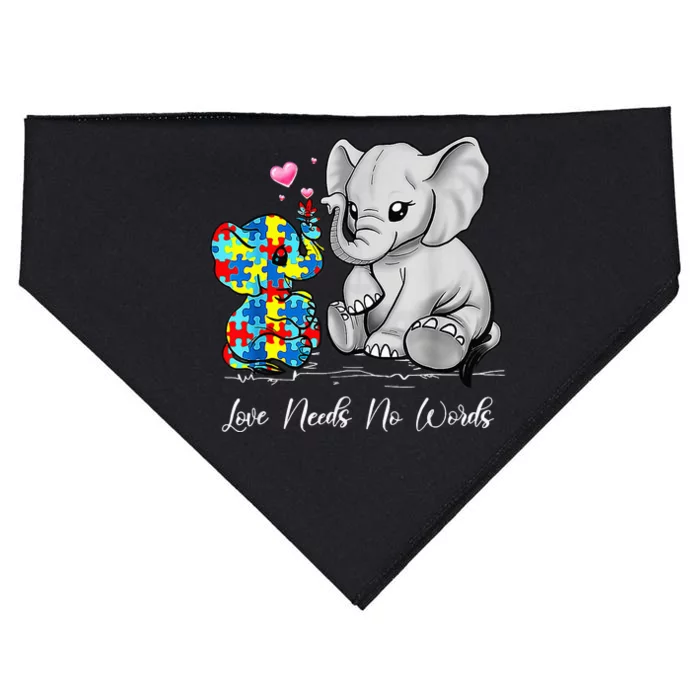 Autism Awareness Love Needs No Words Elephant Support USA-Made Doggie Bandana