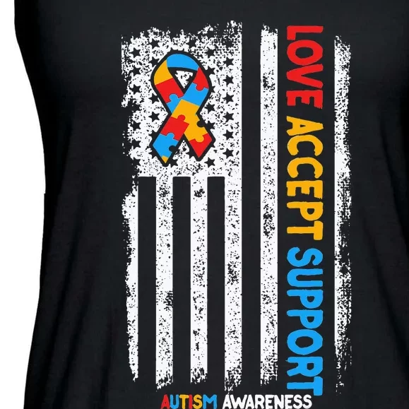 Autism Autistic Love Accept Support Autism Awareness Ladies Essential Flowy Tank