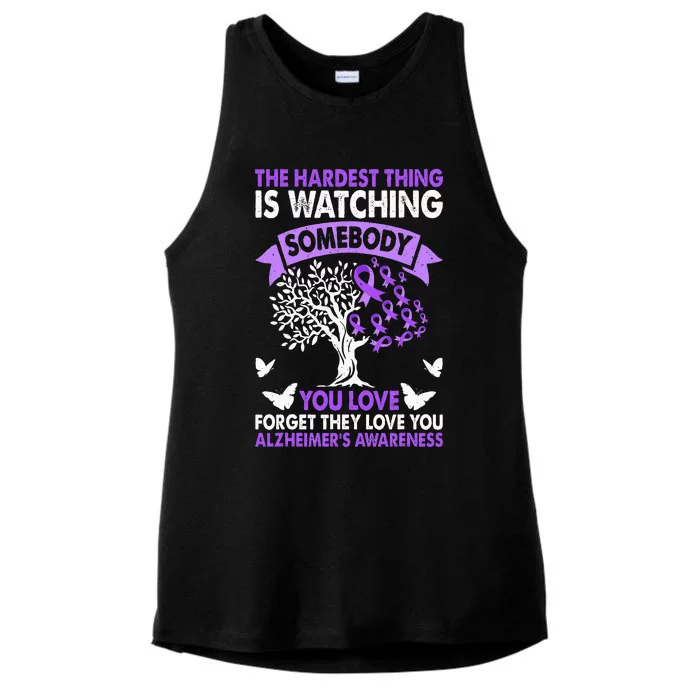 AlzheimerS Awareness Love Support Purple Ribbon Month Ladies Tri-Blend Wicking Tank