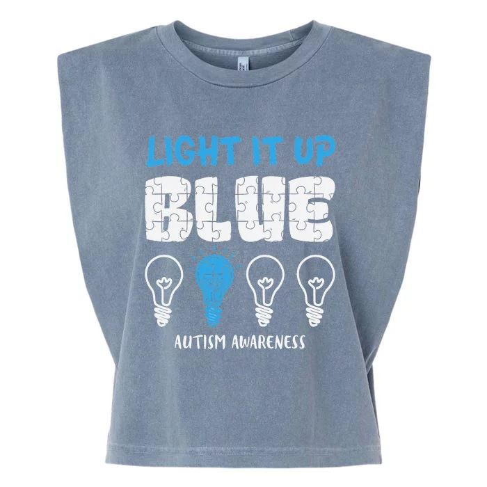 Autism Awareness Light It Up Blue awareness month Garment-Dyed Women's Muscle Tee