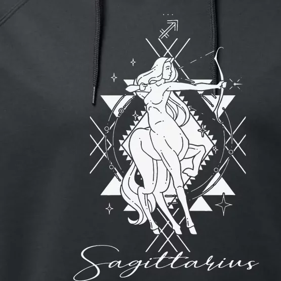 Archer Arrow Lady Centaur Zodiac Sign Horoscope Sagittarius Performance Fleece Hoodie