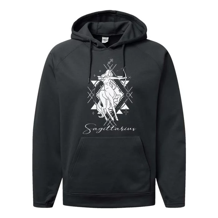 Archer Arrow Lady Centaur Zodiac Sign Horoscope Sagittarius Performance Fleece Hoodie