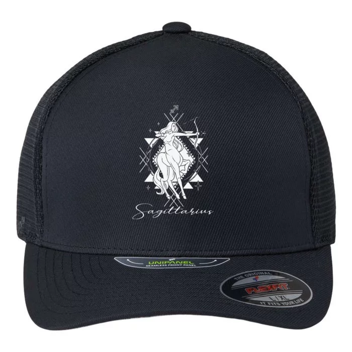 Archer Arrow Lady Centaur Zodiac Sign Horoscope Sagittarius Flexfit Unipanel Trucker Cap