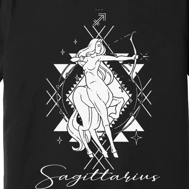 Archer Arrow Lady Centaur Zodiac Sign Horoscope Sagittarius Premium T-Shirt