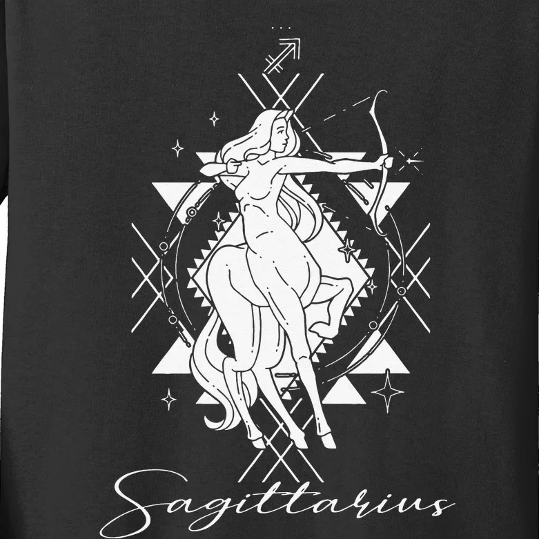 Archer Arrow Lady Centaur Zodiac Sign Horoscope Sagittarius Kids Long Sleeve Shirt