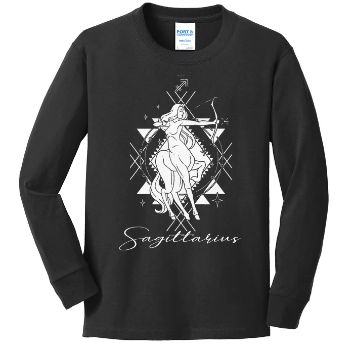 Archer Arrow Lady Centaur Zodiac Sign Horoscope Sagittarius Kids Long Sleeve Shirt