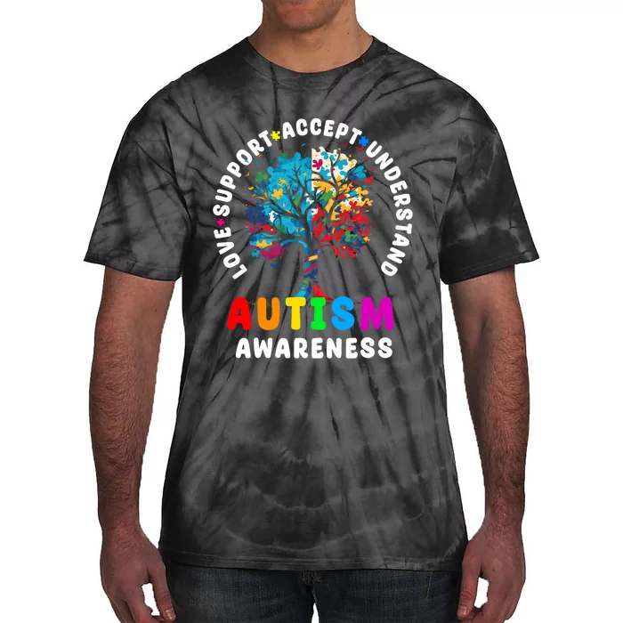 Autism Awareness Love Support Accept Understand Autism Tie-Dye T-Shirt