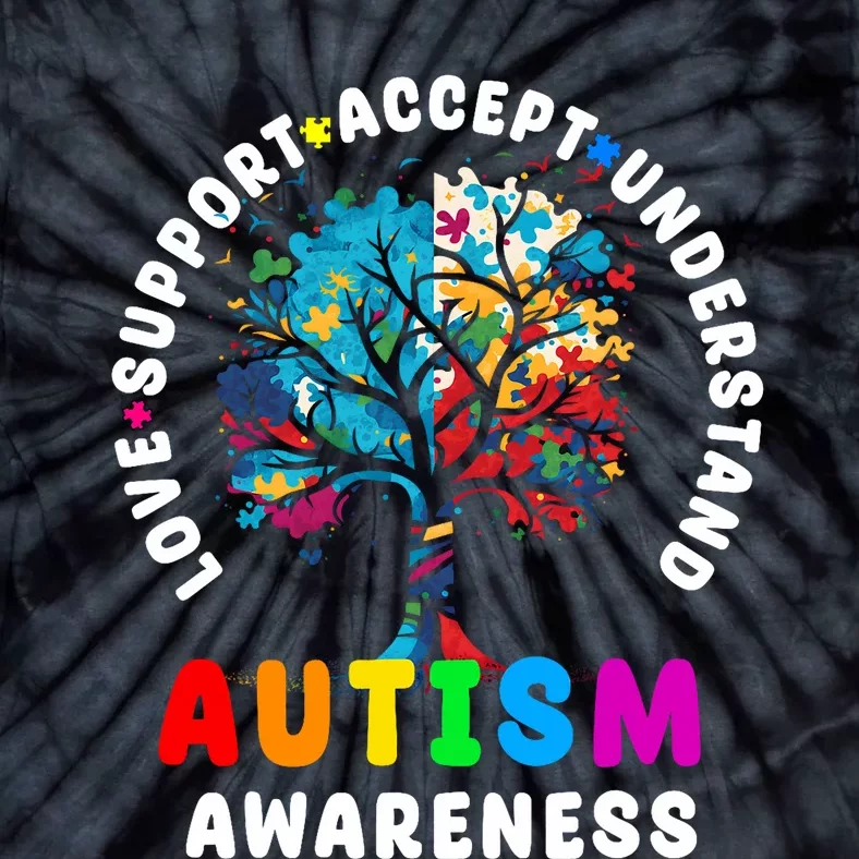 Autism Awareness Love Support Accept Understand Autism Tie-Dye T-Shirt