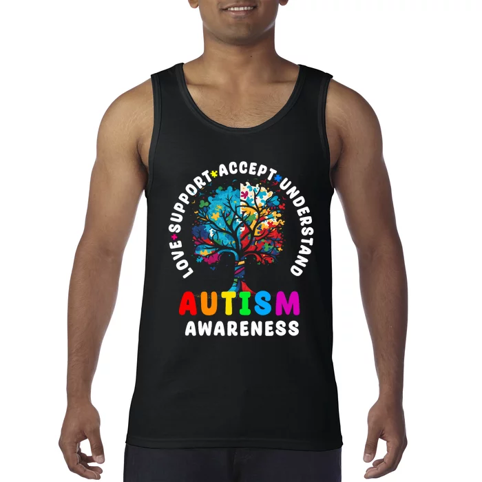 Autism Awareness Love Support Accept Understand Autism Tank Top