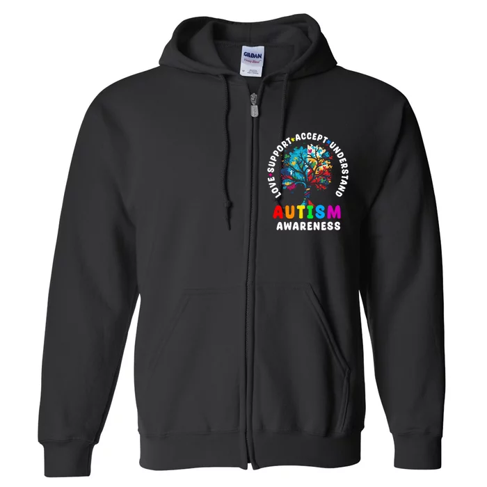 Autism Awareness Love Support Accept Understand Autism Full Zip Hoodie