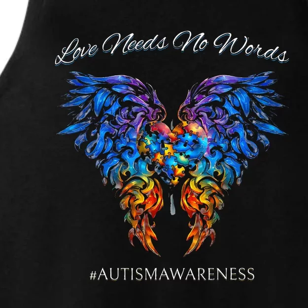 Autism Awareness Love Needs No Words Neurodiversity Ladies Tri-Blend Wicking Tank