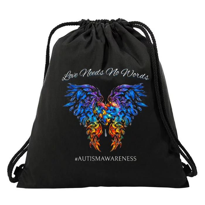 Autism Awareness Love Needs No Words Neurodiversity Drawstring Bag