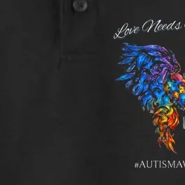 Autism Awareness Love Needs No Words Neurodiversity Dry Zone Grid Performance Polo