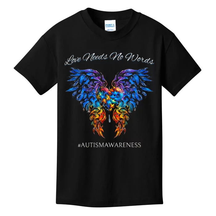 Autism Awareness Love Needs No Words Neurodiversity Kids T-Shirt