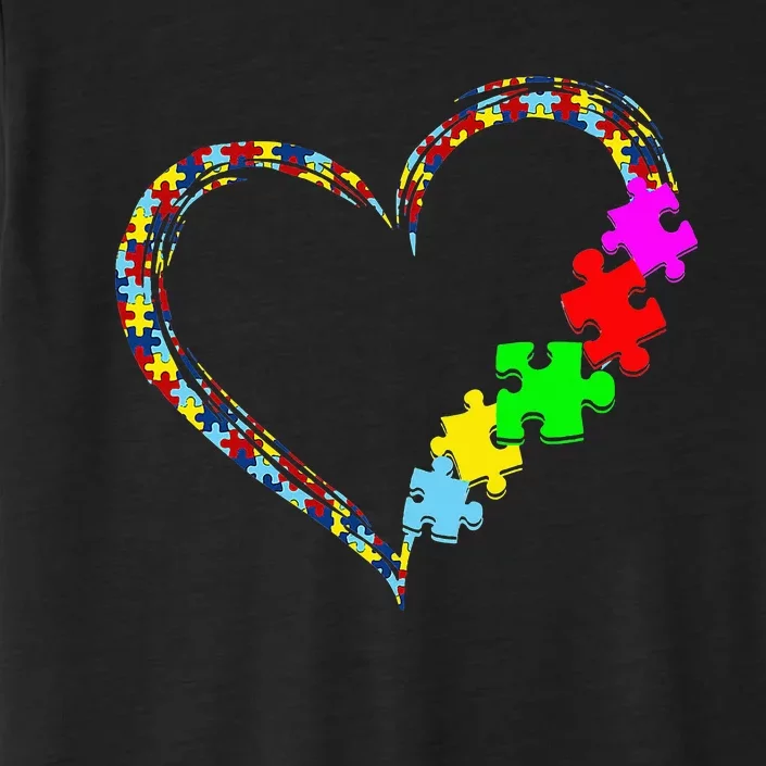 Autism Awareness Love Heart Puzzle Piece ChromaSoft Performance T-Shirt