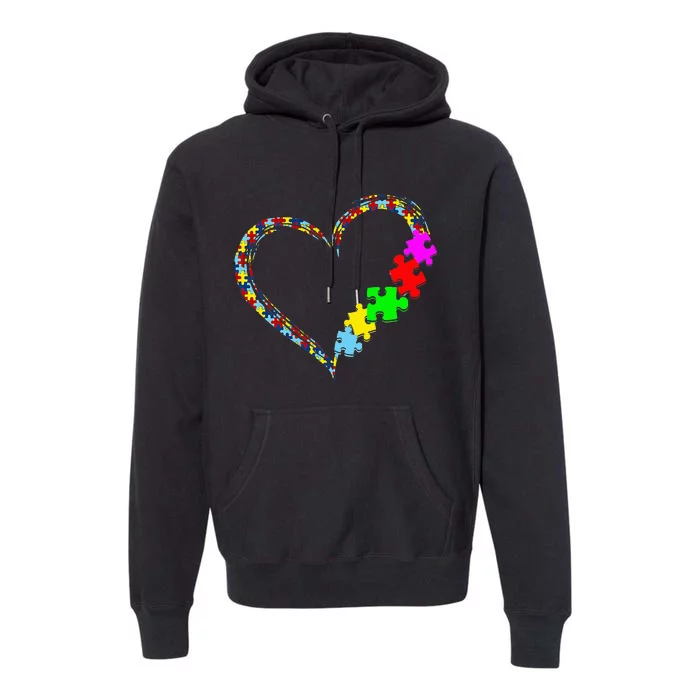 Autism Awareness Love Heart Puzzle Piece Premium Hoodie