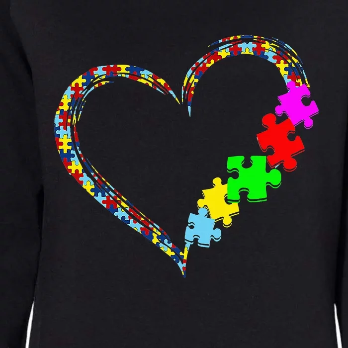 Autism Awareness Love Heart Puzzle Piece Womens California Wash Sweatshirt