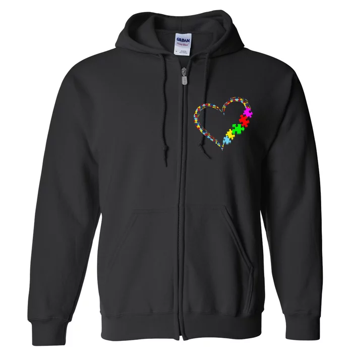 Autism Awareness Love Heart Puzzle Piece Full Zip Hoodie