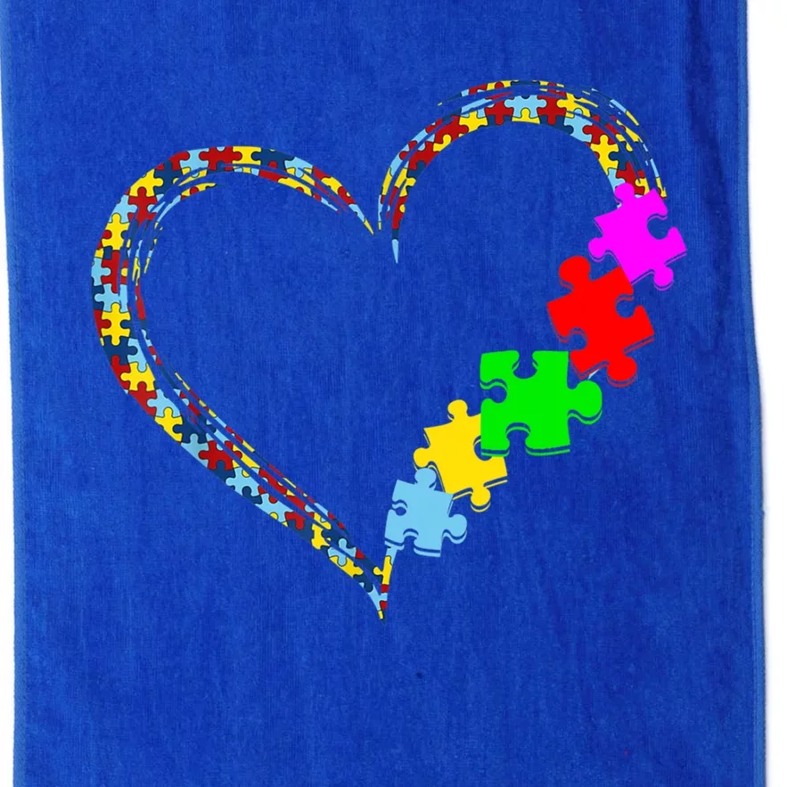 Autism Awareness Love Heart Puzzle Piece Gift Platinum Collection Golf Towel