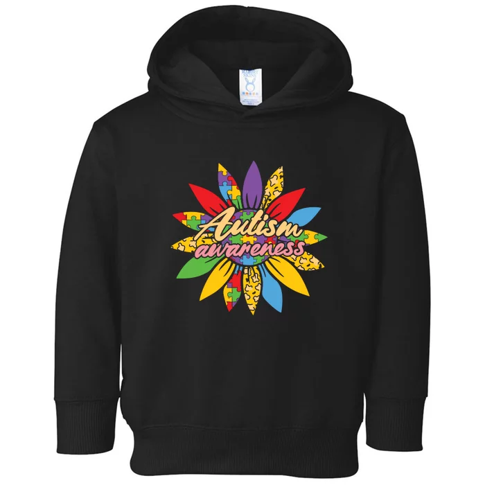 Autism Awareness Leopard Sunflower Puzzle Gift Toddler Hoodie