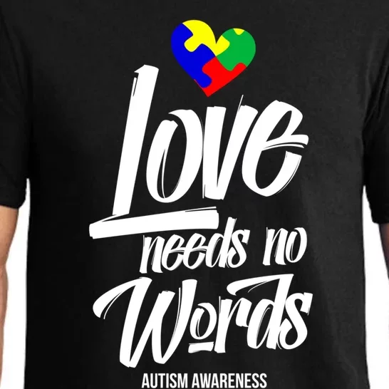 Autism Awareness Love Needs No Words Puzzle Ribbon Heart Meaningful Gift Pajama Set