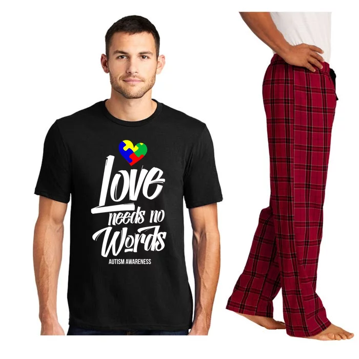 Autism Awareness Love Needs No Words Puzzle Ribbon Heart Meaningful Gift Pajama Set