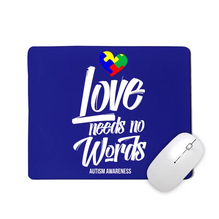 Autism Awareness Love Needs No Words Puzzle Ribbon Heart Meaningful Gift Mousepad