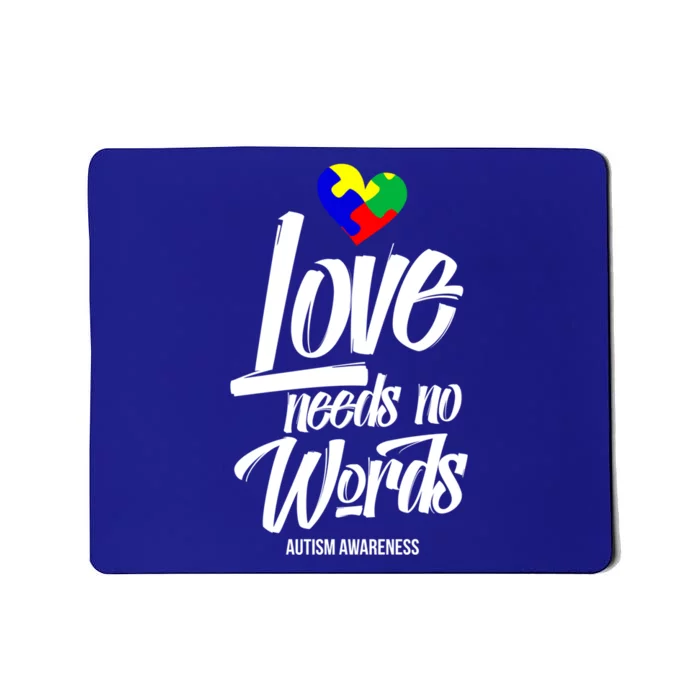 Autism Awareness Love Needs No Words Puzzle Ribbon Heart Meaningful Gift Mousepad