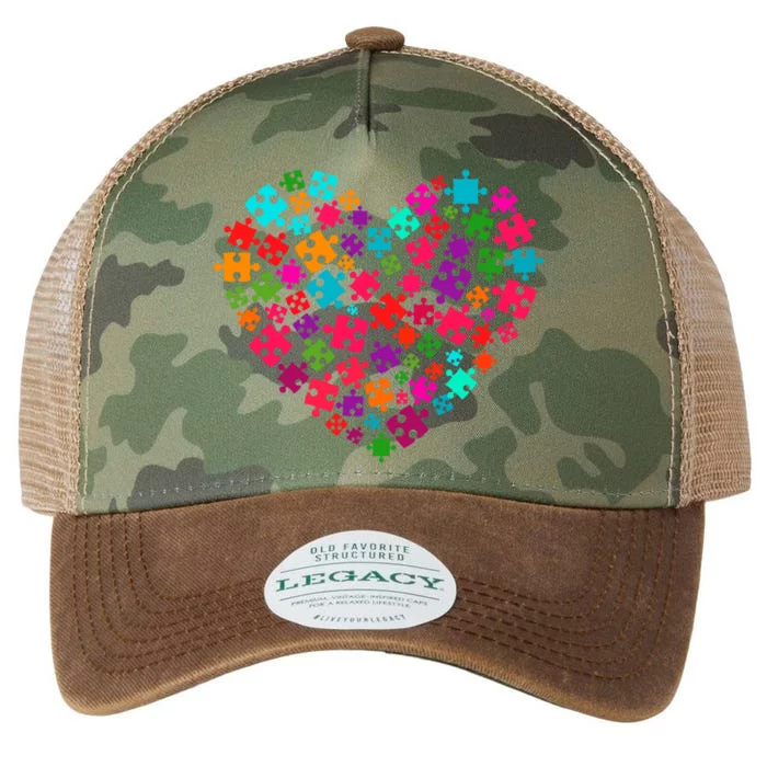 Autism Awareness Love Heart Puzzle Piece Valentine's Day Cute Gift Legacy Tie Dye Trucker Hat