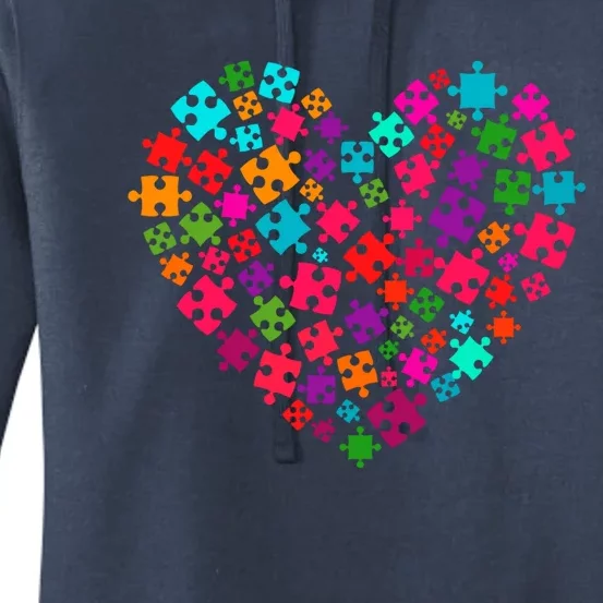 Autism Awareness Love Heart Puzzle Piece Valentine's Day Cute Gift Women's Pullover Hoodie