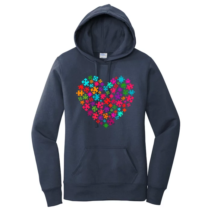 Autism Awareness Love Heart Puzzle Piece Valentine's Day Cute Gift Women's Pullover Hoodie