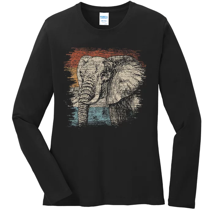 African Animal Lover Gift Elephant Ladies Long Sleeve Shirt