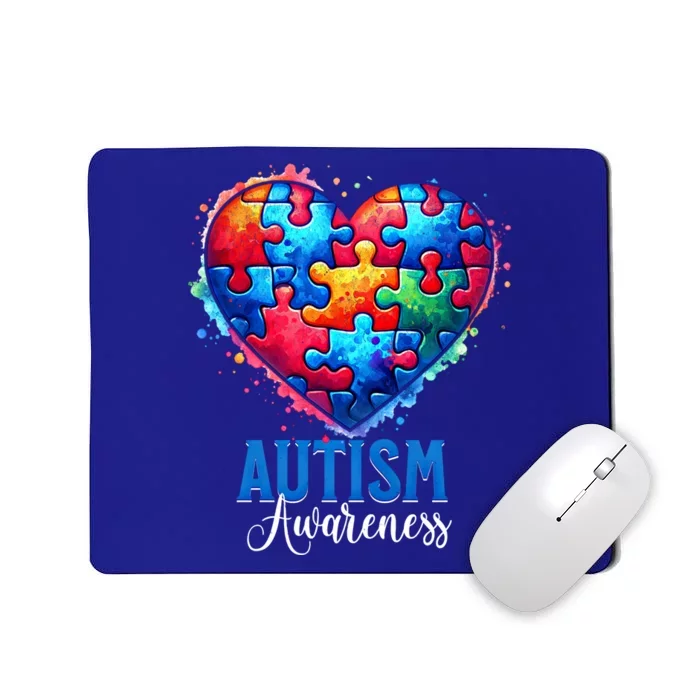 Autism Awareness Love Heart Puzzle Piece Gift Gift Mousepad