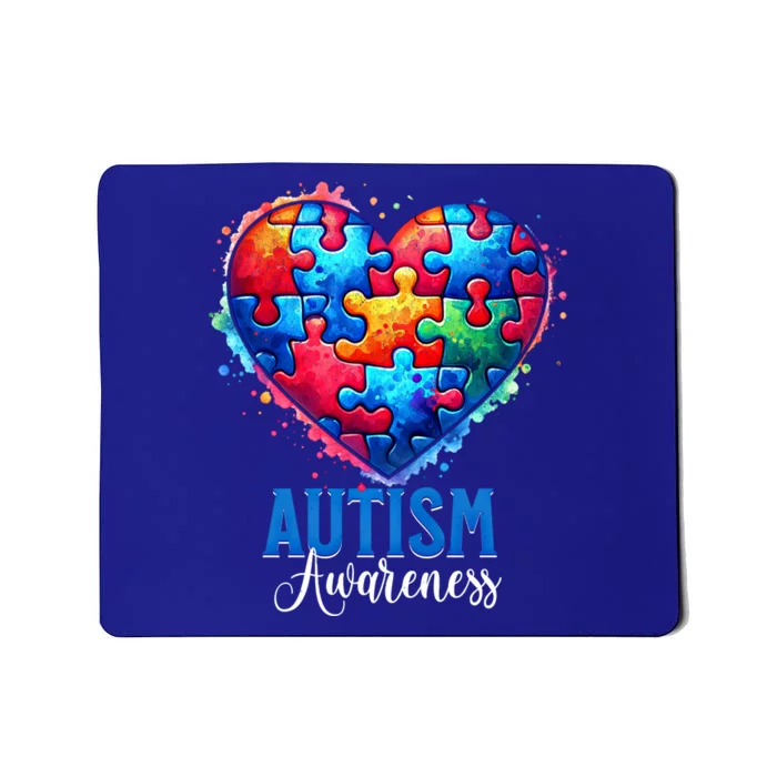 Autism Awareness Love Heart Puzzle Piece Gift Gift Mousepad