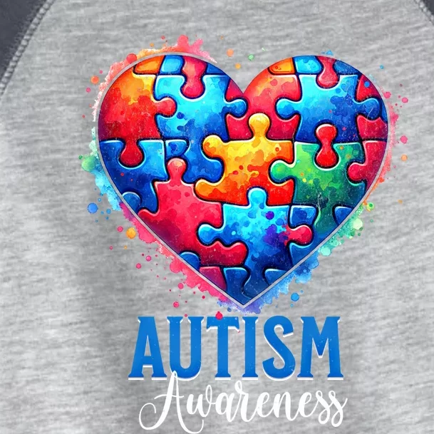 Autism Awareness Love Heart Puzzle Piece Gift Gift Toddler Fine Jersey T-Shirt